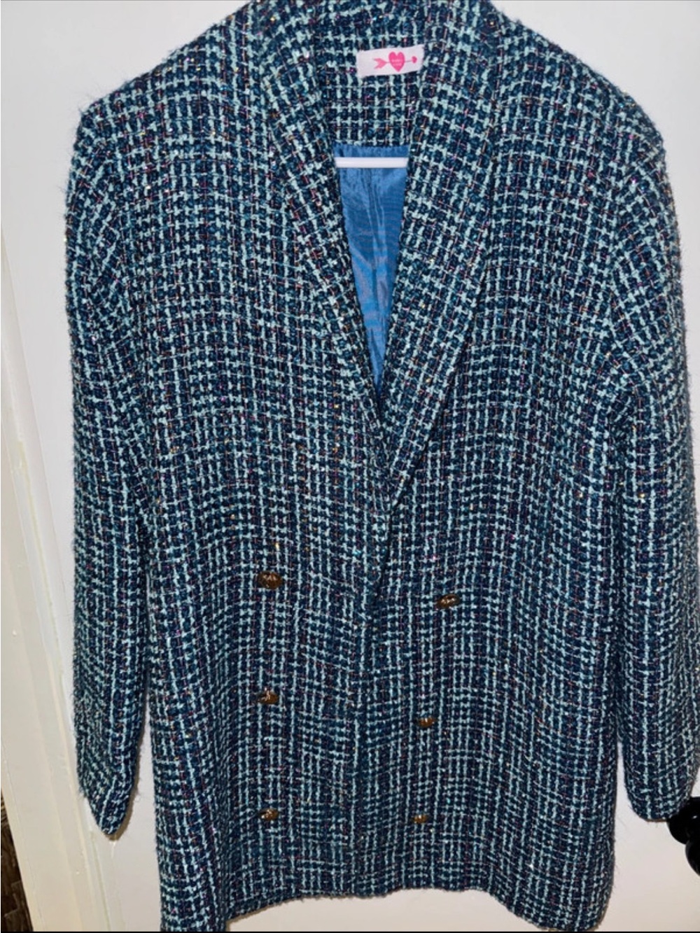 Buddy Love Navy & Light Blue Tweed Double-Breasted Blazer